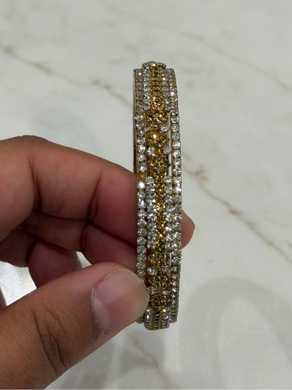 Gold & Silver Rhinestone Indian Bangles Size 2.4